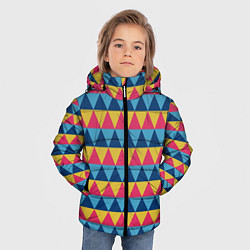 Куртка зимняя для мальчика Калейдоскоп - цветные треугольники, цвет: 3D-красный — фото 2