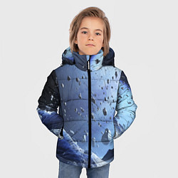 Куртка зимняя для мальчика Космический пейзаж с ледяными скалами, цвет: 3D-красный — фото 2