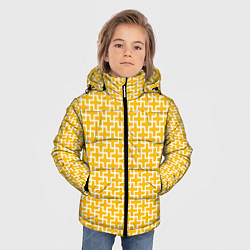 Куртка зимняя для мальчика Белые крестики на желтом фоне, цвет: 3D-светло-серый — фото 2