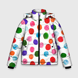 Куртка зимняя для мальчика Веселые акварельные кружочки, цвет: 3D-светло-серый
