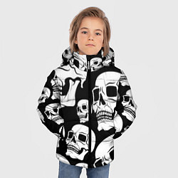 Куртка зимняя для мальчика Черепа - чёрный фон, цвет: 3D-красный — фото 2