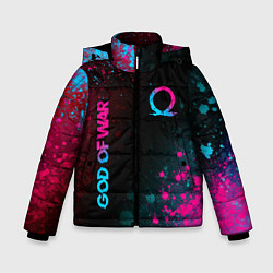 Куртка зимняя для мальчика God of War - neon gradient, цвет: 3D-черный
