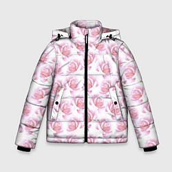 Куртка зимняя для мальчика Нежные розы - паттерн, цвет: 3D-светло-серый