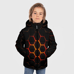 Куртка зимняя для мальчика Раскалённые соты - текстура, цвет: 3D-черный — фото 2