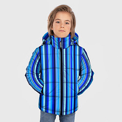 Куртка зимняя для мальчика Сине голубые полосы, цвет: 3D-светло-серый — фото 2