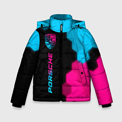 Куртка зимняя для мальчика Porsche - neon gradient: по-вертикали, цвет: 3D-черный