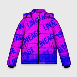 Куртка зимняя для мальчика Lineage glitch text effect: паттерн, цвет: 3D-черный