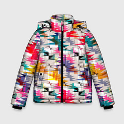Куртка зимняя для мальчика Многоцветный абстрактный геометрический, цвет: 3D-красный
