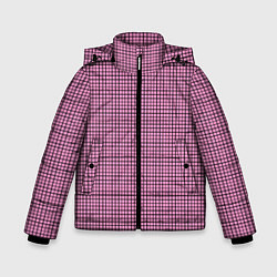 Куртка зимняя для мальчика Мелкая черно-розовая клетка, цвет: 3D-красный