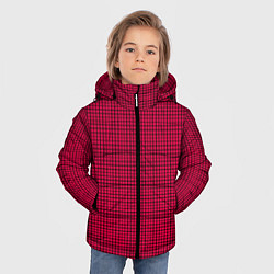 Куртка зимняя для мальчика Черно-красная мелкая клетка, цвет: 3D-светло-серый — фото 2