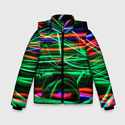 Куртка зимняя для мальчика Абстрактное множество цветных линий, цвет: 3D-красный