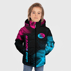 Куртка зимняя для мальчика Land Rover - neon gradient: символ и надпись верти, цвет: 3D-черный — фото 2