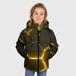 Куртка зимняя для мальчика Золотые неоновые геометрические плиты, цвет: 3D-светло-серый — фото 2