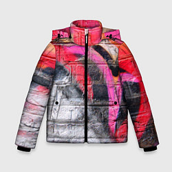Куртка зимняя для мальчика Граффити на кирпичной стене - фрагмент, цвет: 3D-красный