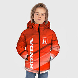 Куртка зимняя для мальчика Хонда - Красно-белая абстракция, цвет: 3D-светло-серый — фото 2