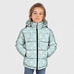 Куртка зимняя для мальчика Гуси на нежно-голубом паттерн, цвет: 3D-красный — фото 2