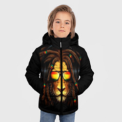 Куртка зимняя для мальчика Лев в наушниках с дредами, цвет: 3D-черный — фото 2