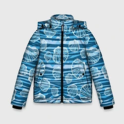 Куртка зимняя для мальчика Паттерн из створок ракушки - океан, цвет: 3D-черный