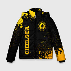 Куртка зимняя для мальчика Chelsea - gold gradient: символ и надпись вертикал, цвет: 3D-черный