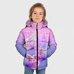 Куртка зимняя для мальчика BTS красивые бабочки, цвет: 3D-светло-серый — фото 2