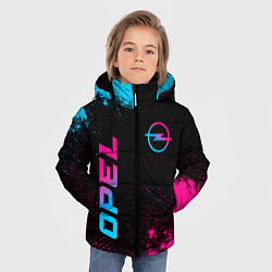 Куртка зимняя для мальчика Opel - neon gradient: символ и надпись вертикально, цвет: 3D-черный — фото 2