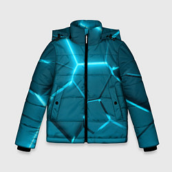 Куртка зимняя для мальчика Ледяные неоновые геометрические плиты, цвет: 3D-черный