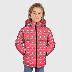 Куртка зимняя для мальчика Сердечки и линии - абстракция, цвет: 3D-красный — фото 2