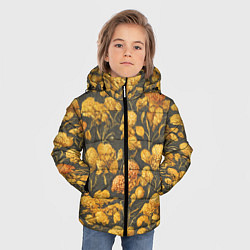 Куртка зимняя для мальчика Цветы в викторианском стиле, цвет: 3D-черный — фото 2
