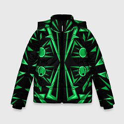 Куртка зимняя для мальчика Геометрический узор зеленый geometric, цвет: 3D-черный
