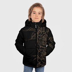 Куртка зимняя для мальчика Элегантные розы на черном фоне, цвет: 3D-черный — фото 2