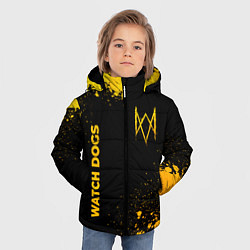 Куртка зимняя для мальчика Watch Dogs - gold gradient: надпись, символ, цвет: 3D-черный — фото 2