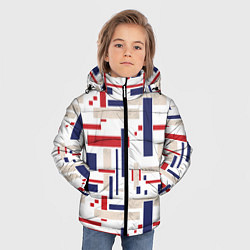 Куртка зимняя для мальчика Геометрический узор Орион красно-синий на белом, цвет: 3D-красный — фото 2