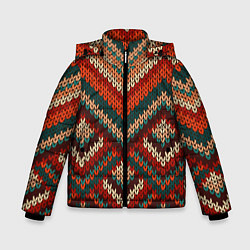 Куртка зимняя для мальчика Вязаная ткань - текстура, цвет: 3D-красный