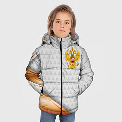 Куртка зимняя для мальчика Герб РФ с золотой вставкой, цвет: 3D-черный — фото 2
