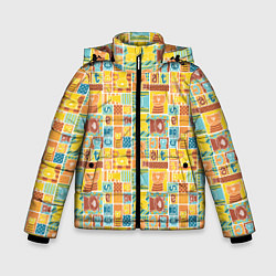 Куртка зимняя для мальчика Кот попарт, цвет: 3D-светло-серый