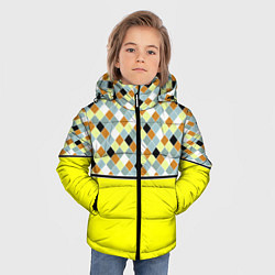 Куртка зимняя для мальчика Желтый неоновый комбинированный узор, цвет: 3D-светло-серый — фото 2