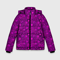 Куртка зимняя для мальчика Абстрактный неоновый узор Фуксия, цвет: 3D-черный