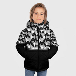 Куртка зимняя для мальчика Черно-белый геометрический узор, цвет: 3D-черный — фото 2