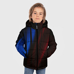 Куртка зимняя для мальчика Иллюзорные синие и красные линии во тьме, цвет: 3D-светло-серый — фото 2