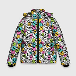 Куртка зимняя для мальчика Череп разноцветный, цвет: 3D-светло-серый
