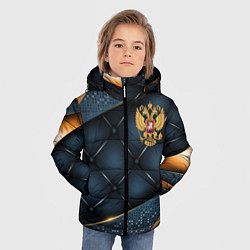 Куртка зимняя для мальчика Золотой герб России на объемном фоне, цвет: 3D-черный — фото 2