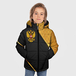 Куртка зимняя для мальчика Герб России на черном фоне с золотыми вставками, цвет: 3D-красный — фото 2