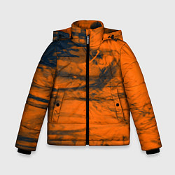 Куртка зимняя для мальчика Абстрактная оранжевая поверхность и чёрные тени, цвет: 3D-светло-серый