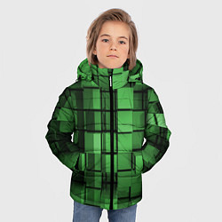 Куртка зимняя для мальчика Киберпанк броня - Зелёный металлические кубы, цвет: 3D-светло-серый — фото 2