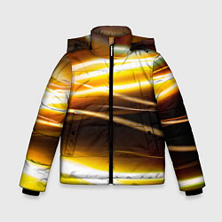 Куртка зимняя для мальчика Желтые неоновые полосы, цвет: 3D-черный