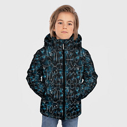 Куртка зимняя для мальчика Знаки зодиака и звезды на сине- черном фоне, цвет: 3D-черный — фото 2