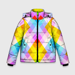 Куртка зимняя для мальчика Узор из разноцветных ромбов, цвет: 3D-черный