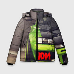 Куртка зимняя для мальчика JDM машина зеленая тюнингованная, цвет: 3D-черный