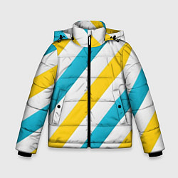 Куртка зимняя для мальчика Желтые и синие полосы, цвет: 3D-красный