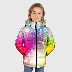 Куртка зимняя для мальчика Звезды на радужном фоне, цвет: 3D-черный — фото 2